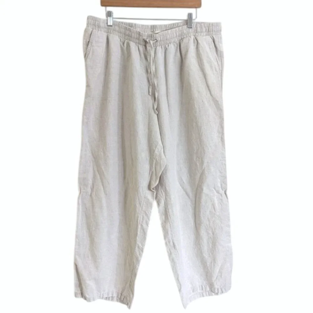 Amazon‎ Essentials Linen Blend Pull On Drawstring Wide Leg Pants Size 2X